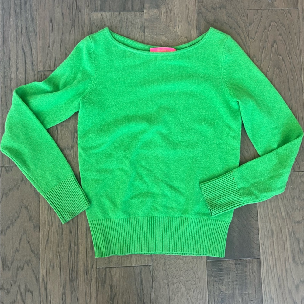 New lily pulitzer green cashmere sweater gold buttons xxs xs